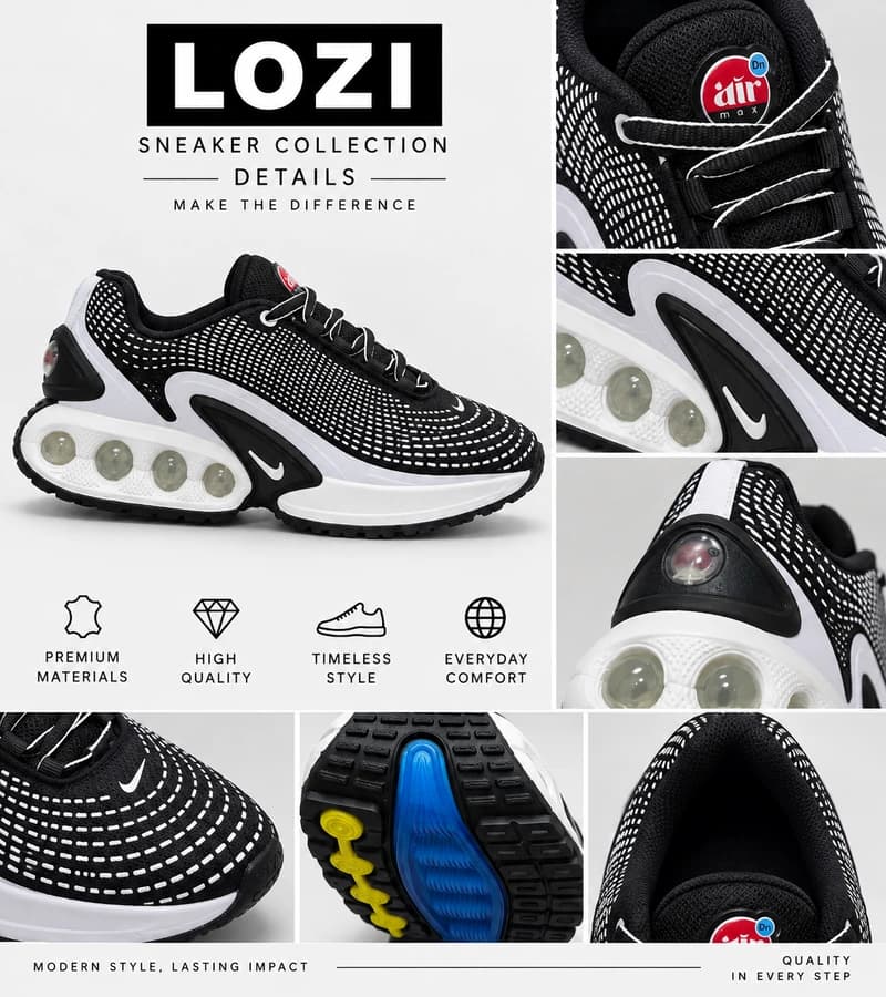 کتانی مردانه و زنانه مشکی سفید NIKE Air Max DN Ultra | مدل 9705 — تصویر ۶
