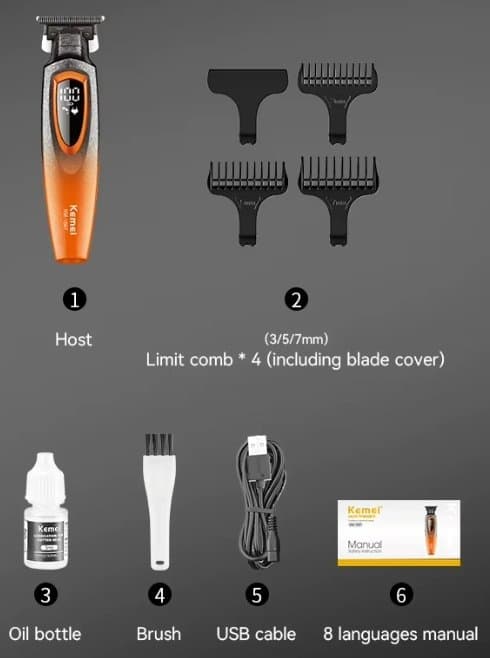 ماشین اصلاح و خط زن حرفه‌ای کیمی مدل Kemei KM-1687 تیغه DLC و سرامیک موتور ۵ وات ۸۰۰۰ دور اصل و اورجینال — تصویر ۶