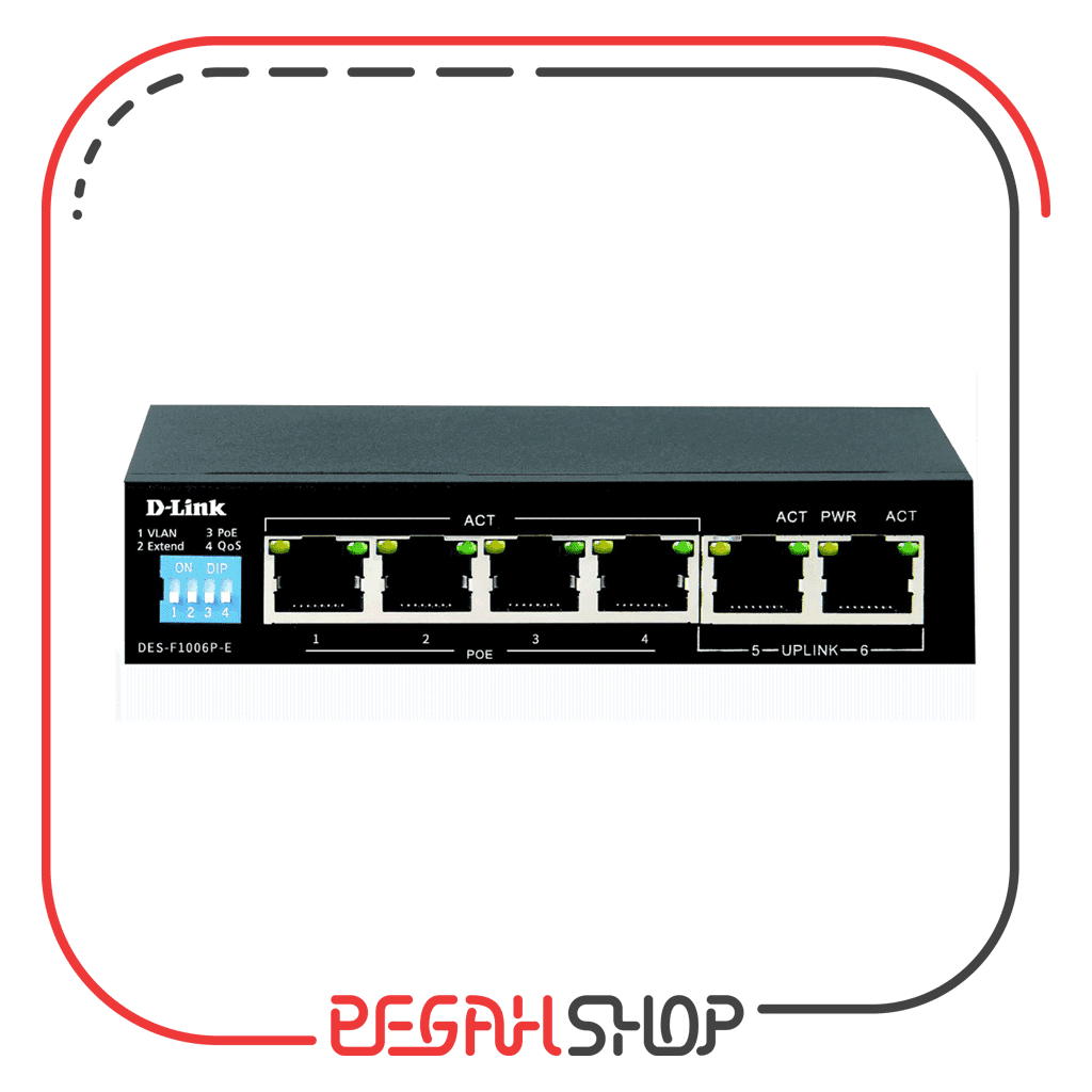 سوئیچ شبکه 6 پورت PoE دی‌لینک D-Link DES-F1006P-E — تصویر ۴