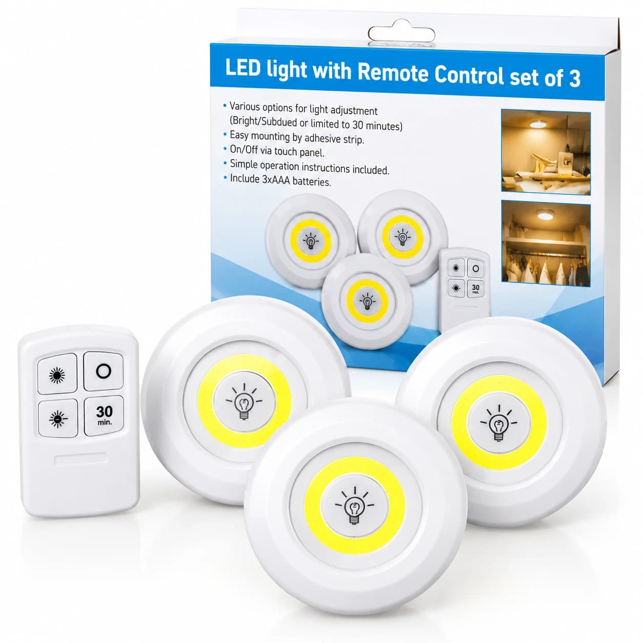 چراغ LED ریموت دار | ست ۳ عددی با تایمر ۳۰ دقیقه‌ای — تصویر ۴