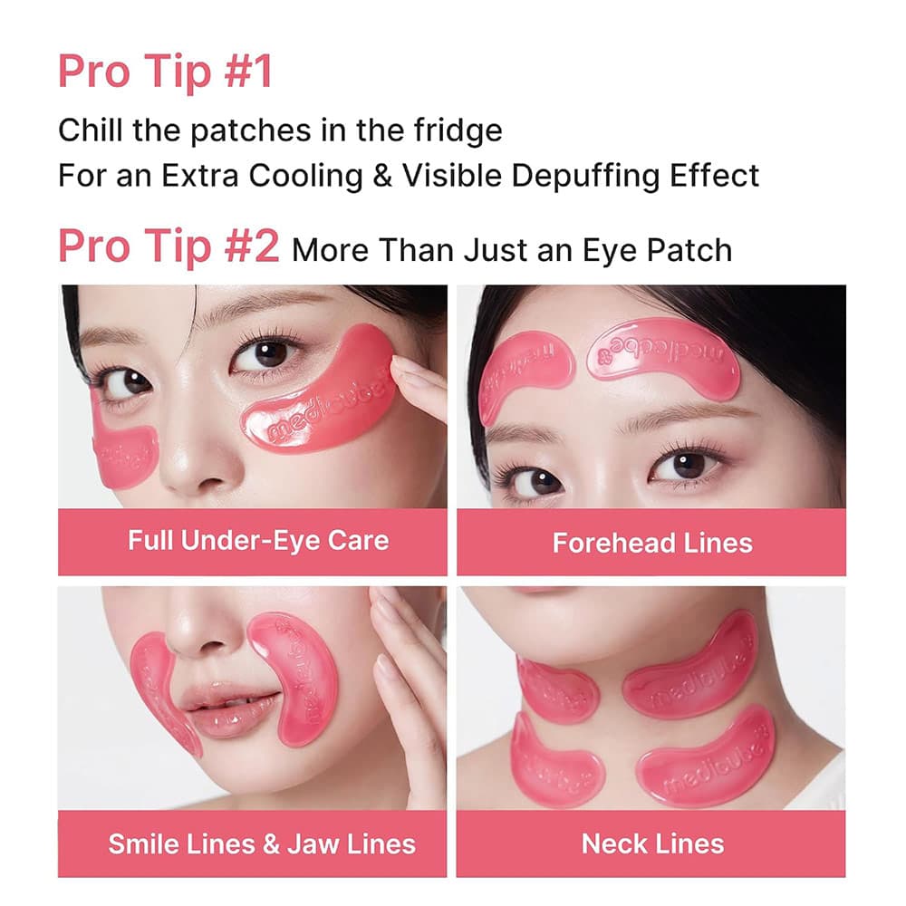 پچ هیدروژلی زیر چشم کلاژن و PDRN مدی کیوب آبرسان، ضد پف و تیرگی و ضد چروک medicube Jelly Eye Mask PDRN Pink Collagen — تصویر ۶