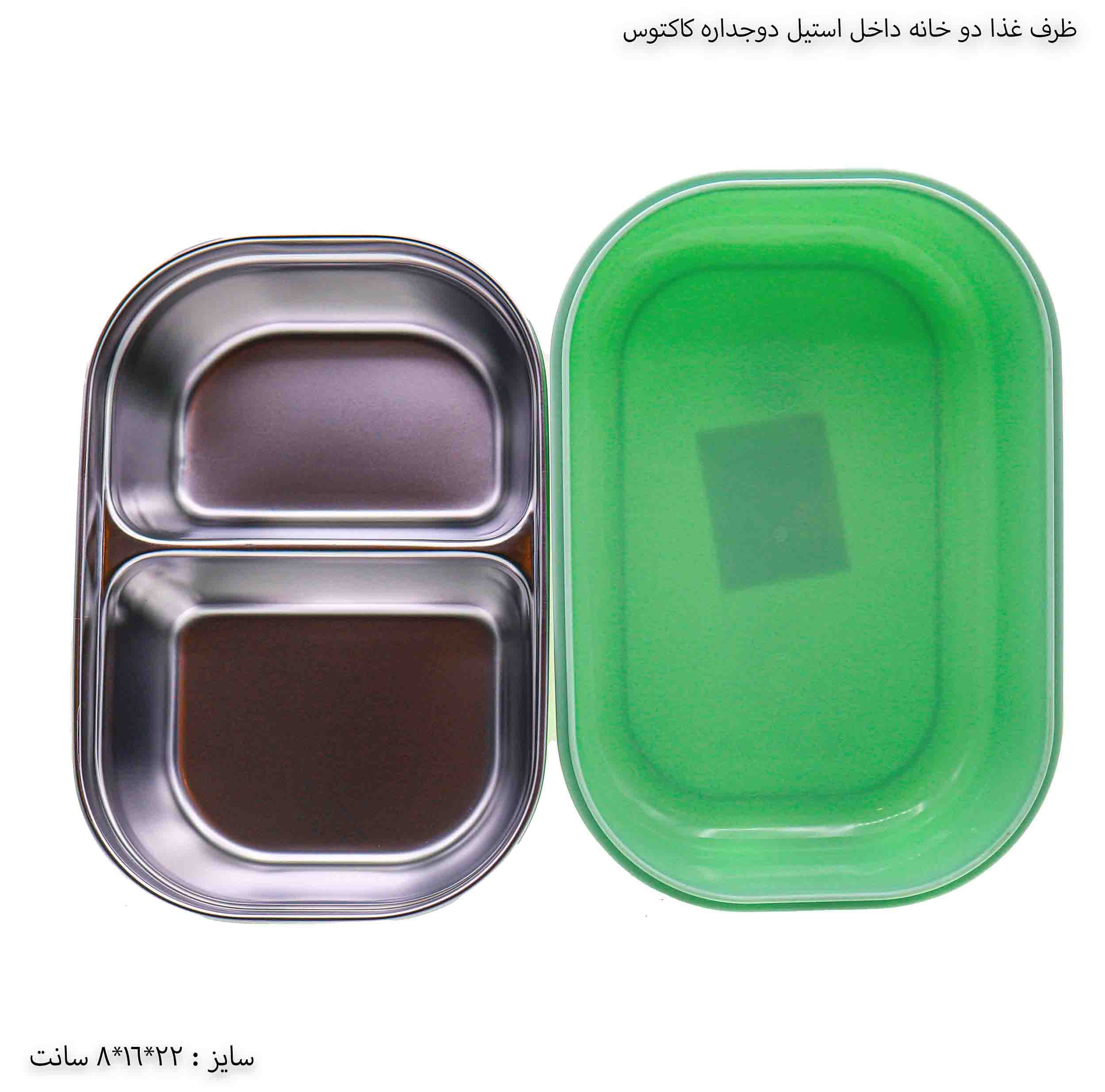 ظرف غذا دو خانه داخل استیل دوجداره طرح کاکتوس — تصویر ۳