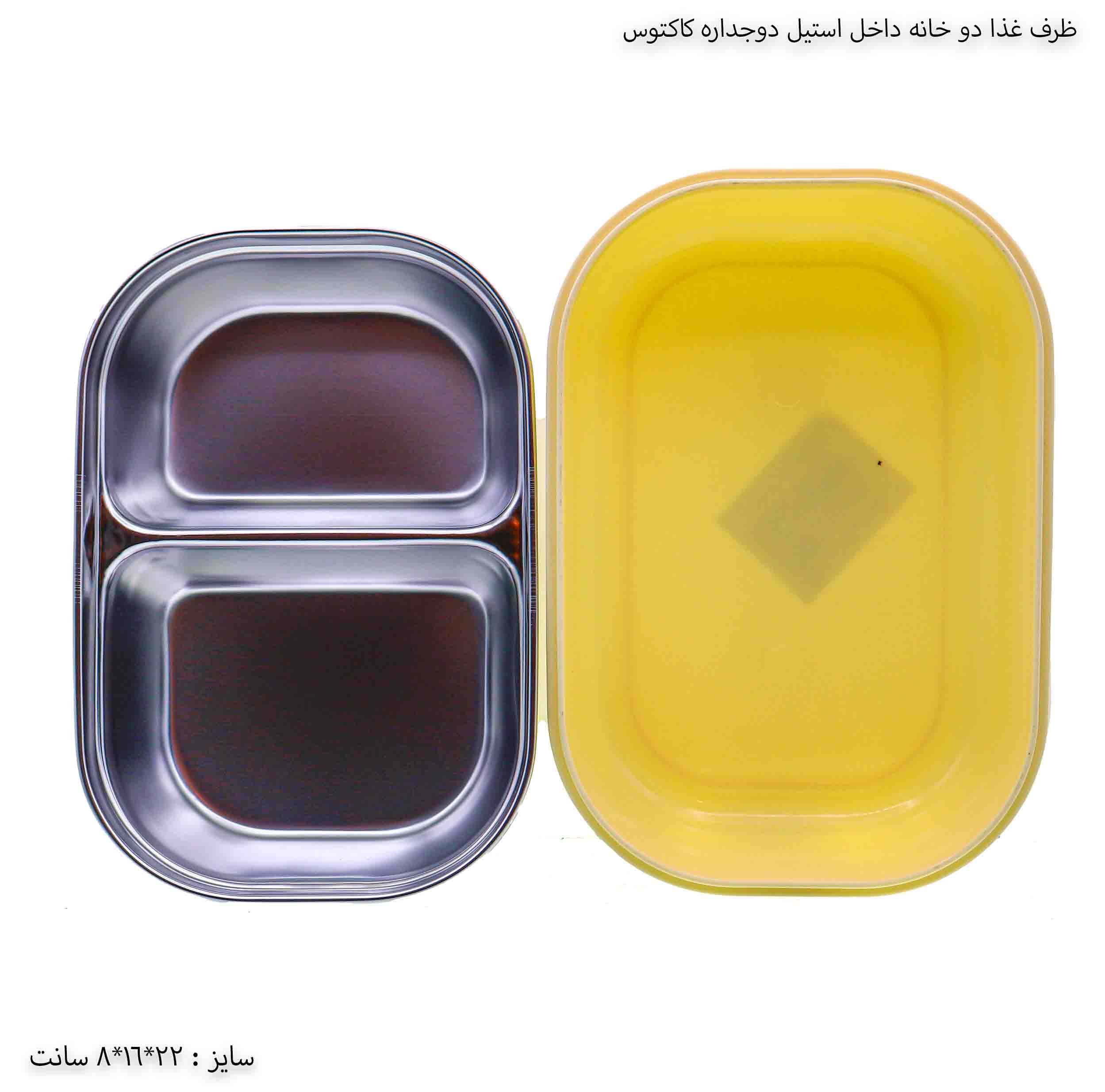 ظرف غذا دو خانه داخل استیل دوجداره طرح کاکتوس — تصویر ۶