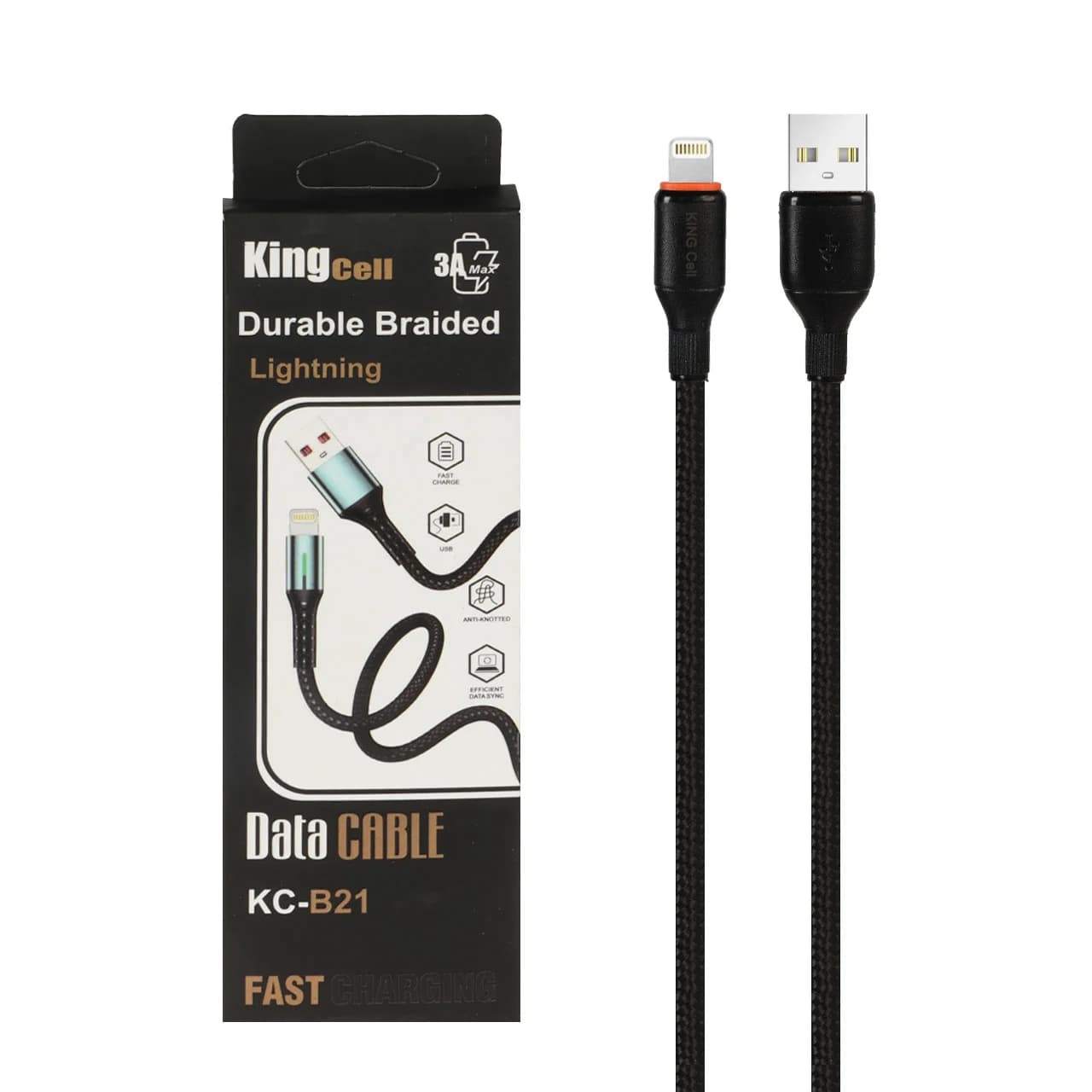 کابل شارژ فست آیفون King Cell مدل KC-B21 – مشکی – ASP (گارانتی شش ماهه آروین)