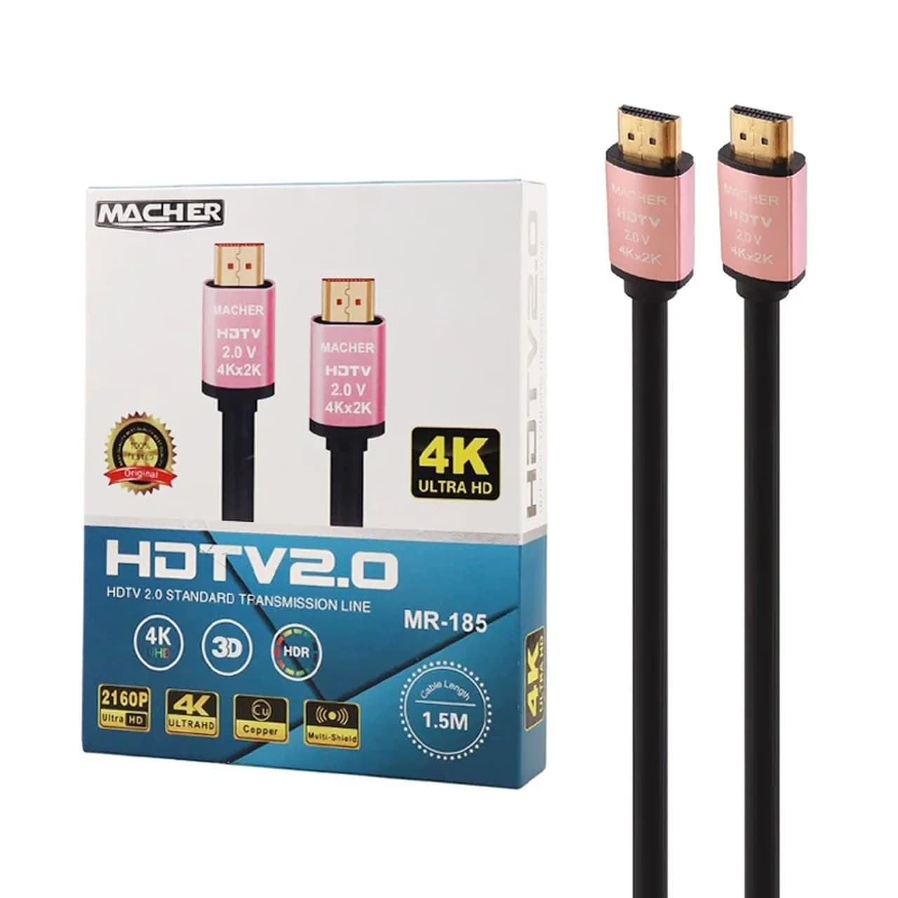 کابل 1.5 متری Macher HDMI مدل MR-185 – مشکی رزگلد – RYL
