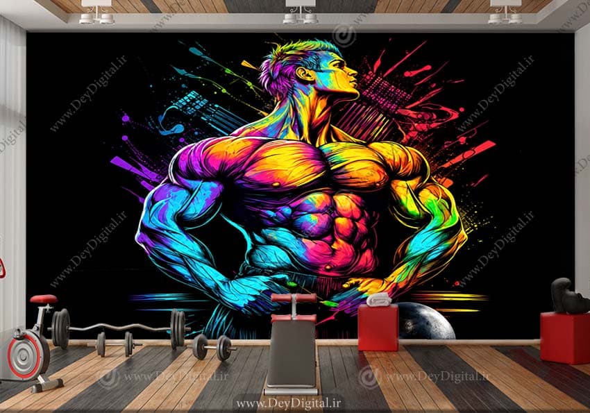 پوستر دیواری باشگاه بدنسازی طرح وکتوری بدنساز حرفه ای WA-8775