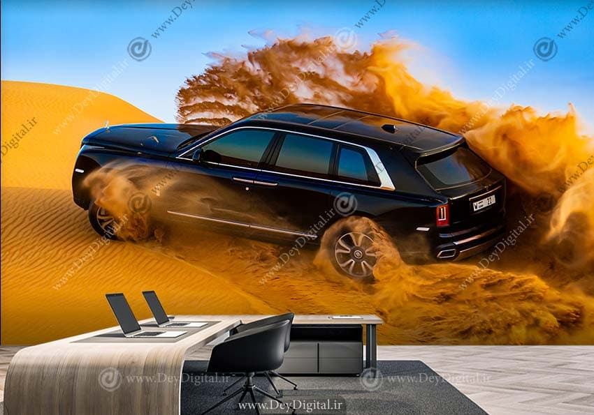 پوستر دیواری سه بعدی ماشین آفرود در کویر WA-8766