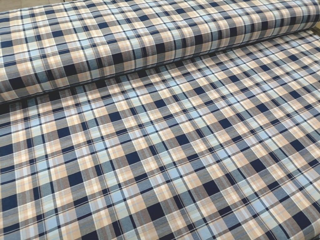 پارچه چهارخانه سرمه ای – آبی (پارچه پیراهن مردانه عرض 1.5 متر) — تصویر ۳
