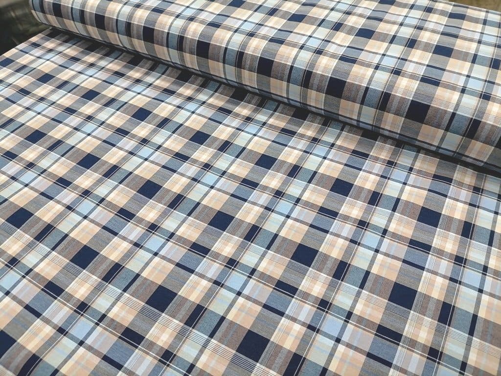 پارچه چهارخانه سرمه ای – آبی (پارچه پیراهن مردانه عرض 1.5 متر) — تصویر ۵