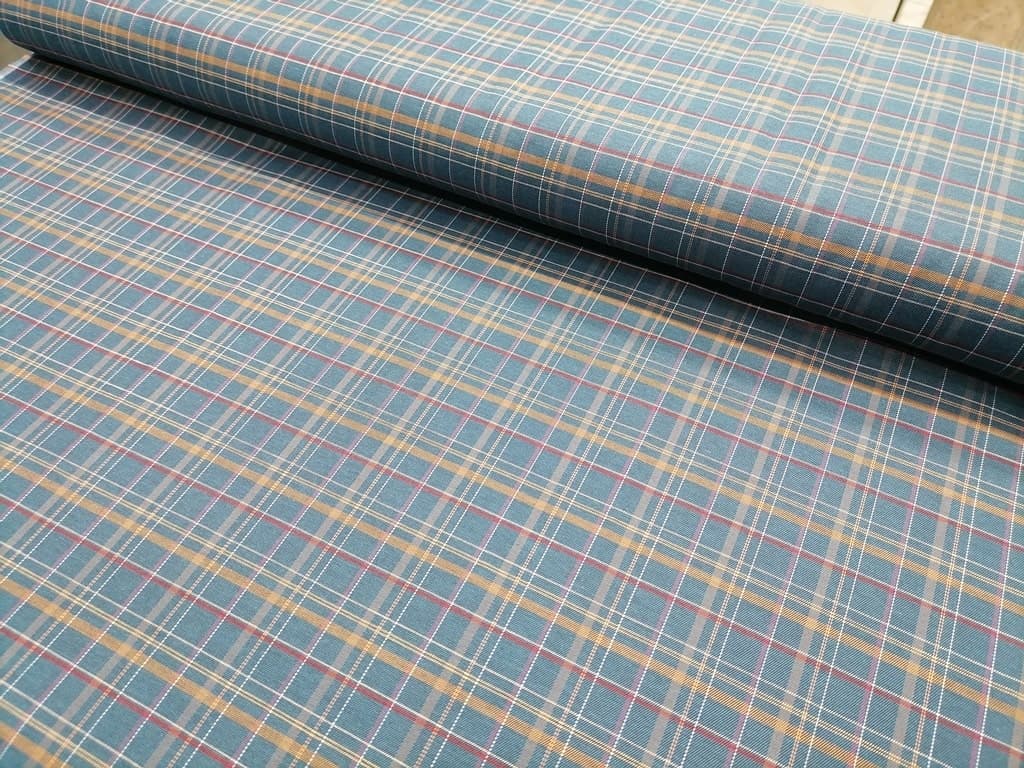 پارچه چهارخانه زمینه سبز آبی با خطوط قهوه ای (پارچه عرض 1.5 متر) — تصویر ۲