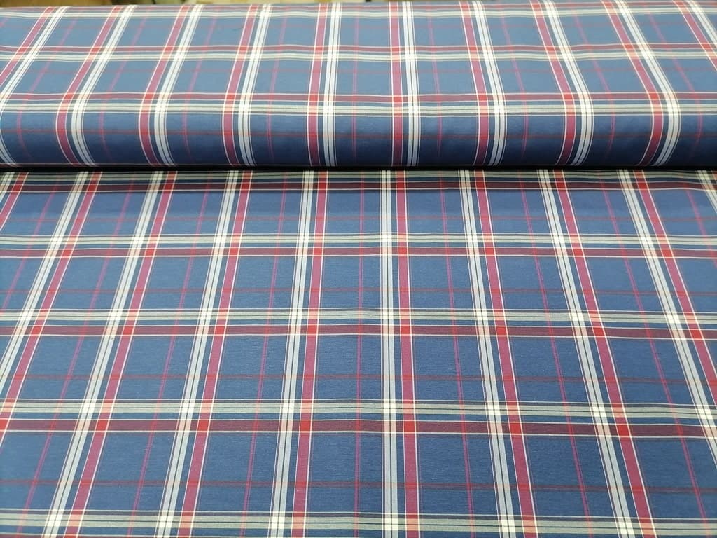پارچه پیراهن چهارخونه سرمه ای – قرمز (ایرانی-طرح درشت عرض 1.5 متر) — تصویر ۲