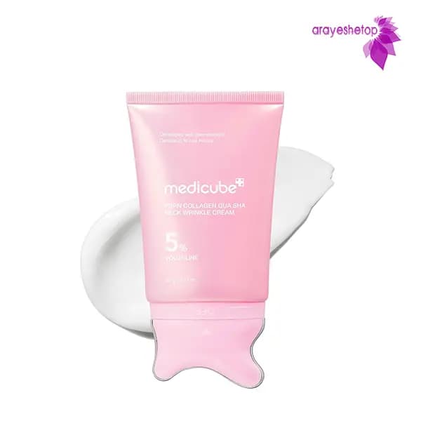 کرم ضد چروک و لیفتینگ گردن مدیکیوب مدل Gua Sha PDRN Collagen حاوی ۵٪ ولوفیلین وزن ۹۰ گرم