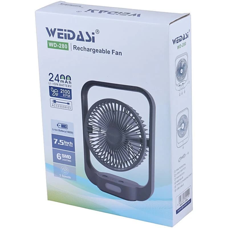 پنکه رومیزی شارژی ویداسی WD-280 پک ضعیف — تصویر ۸