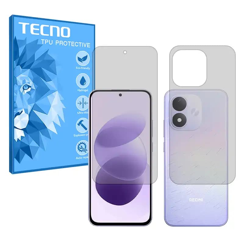 گلس پشت و رو شیائومی ردمی نوت 17 (Redmi Note 17 4G/5G) هیدروژلی شفاف برند تکنو