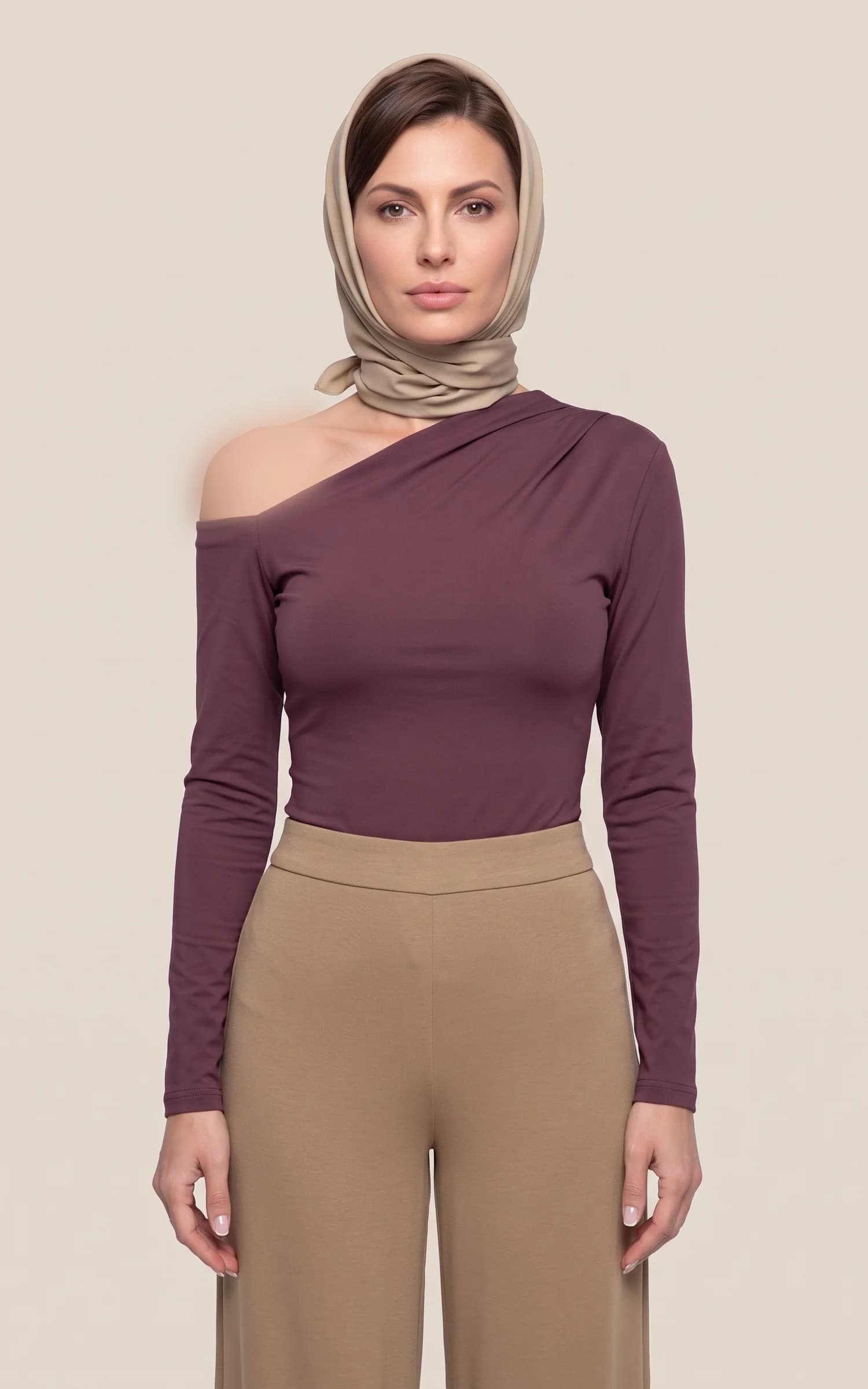 بلوز زنانه صورتی تیره یقه نامتقارن آستین بلند nevado کد 405012131800 — تصویر ۲