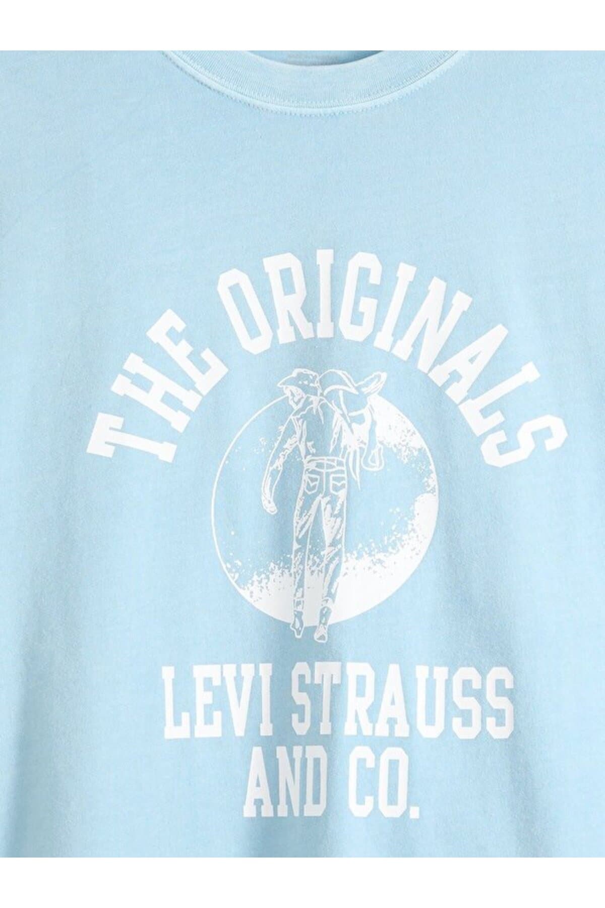 تی شرت لیوایز مردانه پاموک آبی طرح دار Regular/رگولار | Levi’s 8737304050 PK — تصویر ۵