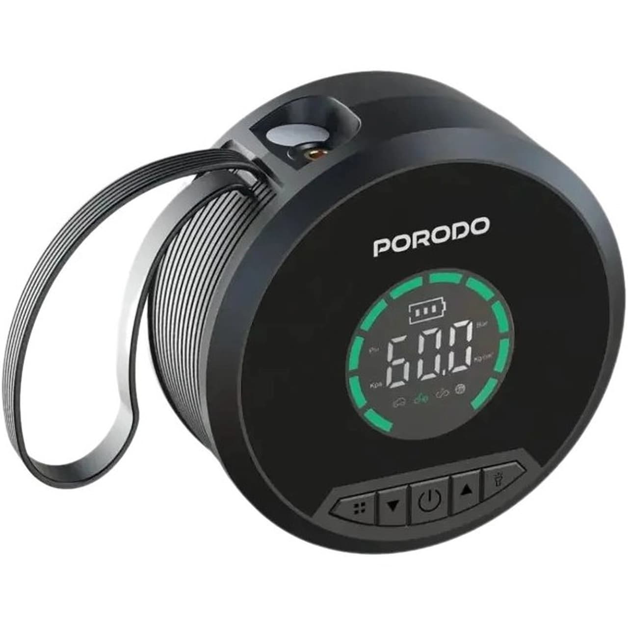 پاوربانک فست شارژ ، جامپ استاتر و پمپ باد تایر Porodo مدل GAGEFIT PDCC218BK – مشکی (گارانتی 12 ماهه بامداد)