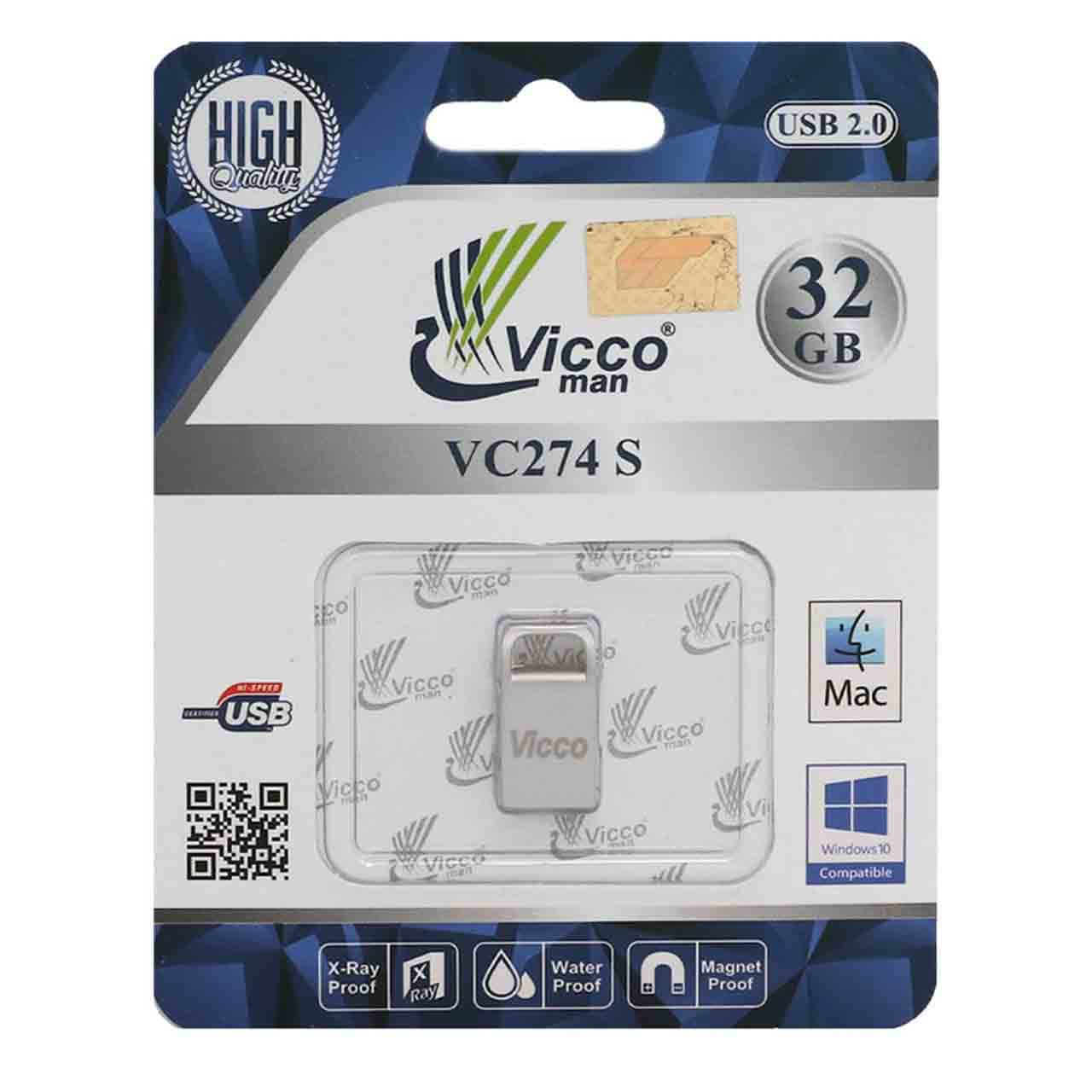 فلش نقره ای Vicco man VC274 S USB2.0 Flash Memory-32GB