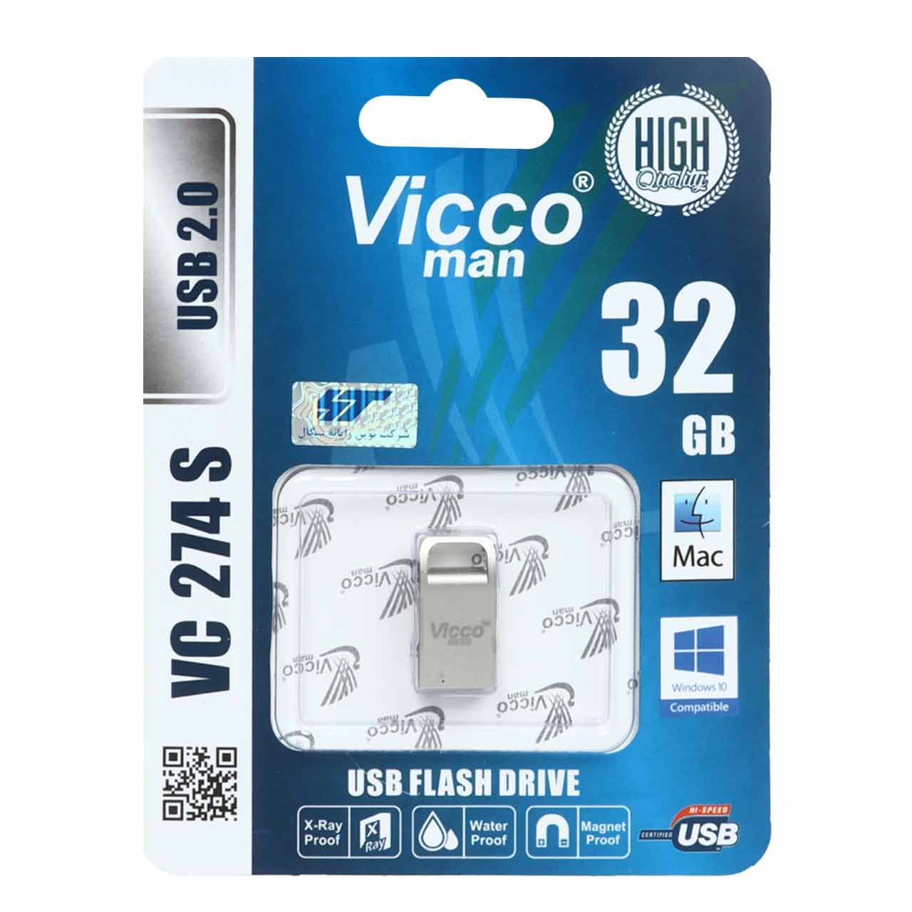 فلش نقره ای Vicco man VC274 S USB2.0 Flash Memory-32GB — تصویر ۲