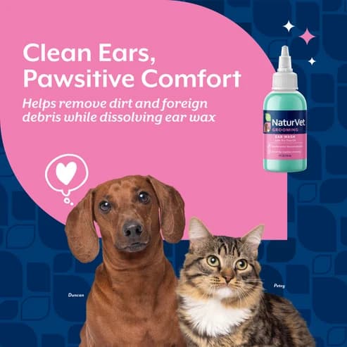 محلول شستشوی گوش سگ و گربه NaturVet Ear Wash | روغن درخت چای – 100% طبیعی | پاک کننده جرم، آلودگی و بوی نامطبوع گوش | ۱۱۸ میلی لیتر — تصویر ۳