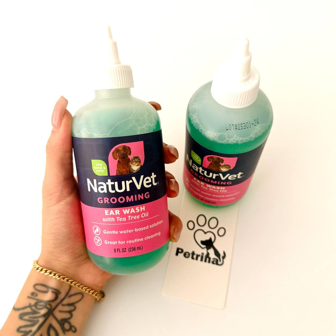 محلول شستشوی گوش سگ و گربه NaturVet Ear Wash | روغن درخت چای – 100% طبیعی | پاک کننده جرم، آلودگی و بوی نامطبوع گوش | ۱۱۸ میلی لیتر
