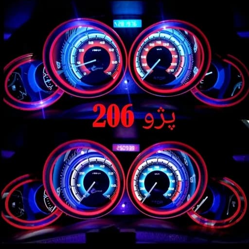قاب کیلومتر نورانی همراه با صفحه کیلومتر پژو206