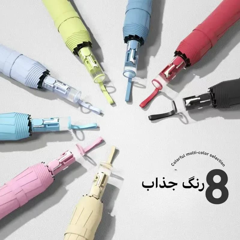 چتر 24 فنر جکدار اتومات ضد باد دسته شفاف دو نفره — تصویر ۶