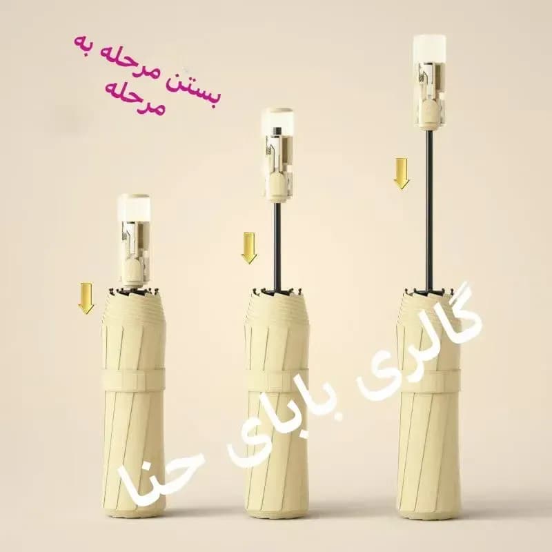 چتر 24 فنر جکدار اتومات ضد باد دسته شفاف دو نفره — تصویر ۲
