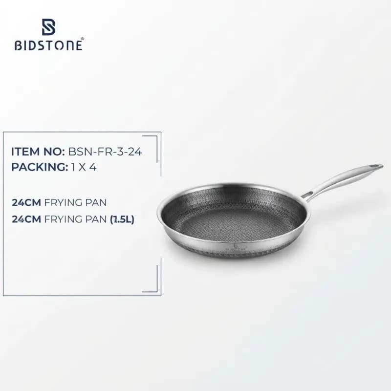 تابه تک دسته استیل کف لیزری بیدستون سایز 28 — تصویر ۲