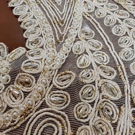 رومیزی دانتل مخمل ملیله دوزی سه تکه طرح صدف — تصویر ۶