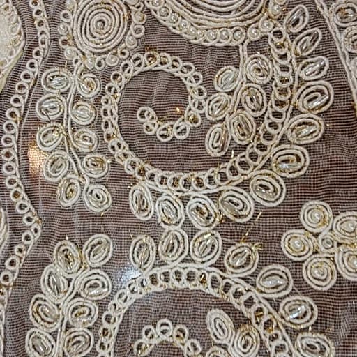 رومیزی دانتل مخمل ملیله دوزی سه تکه طرح صدف — تصویر ۳