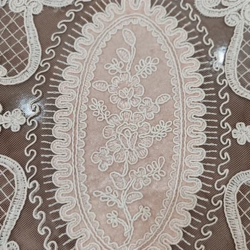 رومیزی مخمل دانتل بیضی سه تکه ترک سفید صورتی — تصویر ۶