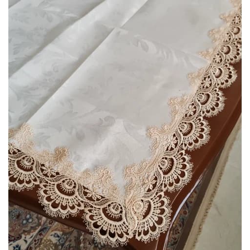 رومیزی روپشتی شانل دور گیپور ابریشمی سایز 80 — تصویر ۴