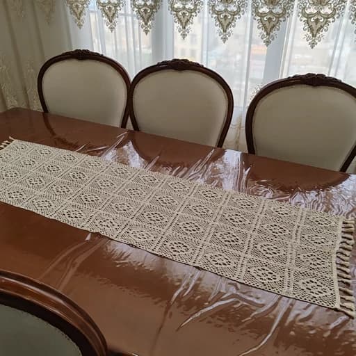 رانر غذاخوری شش نفره قلاب بافی نخی ریشه دار جدید — تصویر ۷