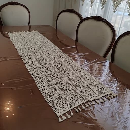 رانر غذاخوری شش نفره قلاب بافی نخی ریشه دار جدید — تصویر ۶