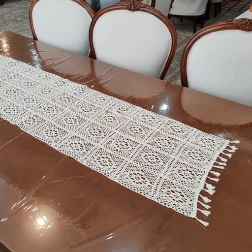 رانر غذاخوری شش نفره قلاب بافی نخی ریشه دار جدید — تصویر ۴