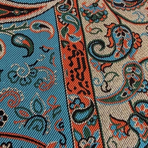 سجاده جانماز ترمه سنتی یزد رنگ آبی فیروزه ای — تصویر ۷