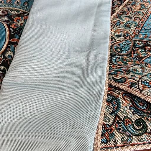 سجاده جانماز ترمه سنتی یزد رنگ آبی فیروزه ای — تصویر ۶