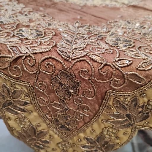 رومیزی مخمل ساتن ملیله و پولک دوزی 3 تکه هندی — تصویر ۶