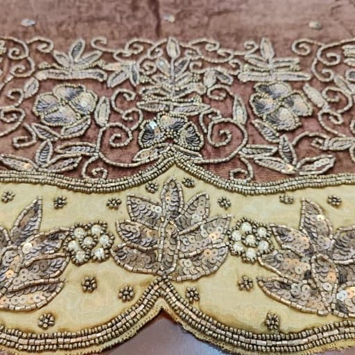 رومیزی مخمل ساتن ملیله و پولک دوزی 3 تکه هندی — تصویر ۵