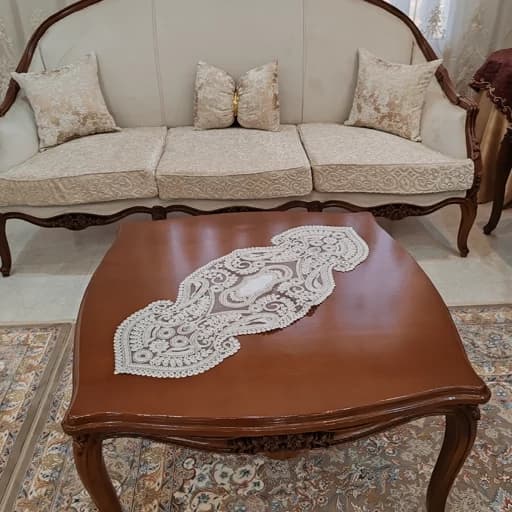 رومیزی دانتل مخمل ترک سه تکه طرح selenis — تصویر ۳