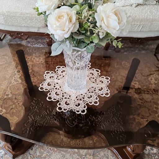 رومیزی مربع دور گیپور ابریشمی سایز 35 و سایز 25 سانت — تصویر ۴