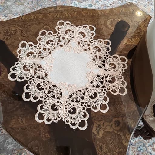 رومیزی مربع دور گیپور ابریشمی سایز 35 و سایز 25 سانت — تصویر ۶