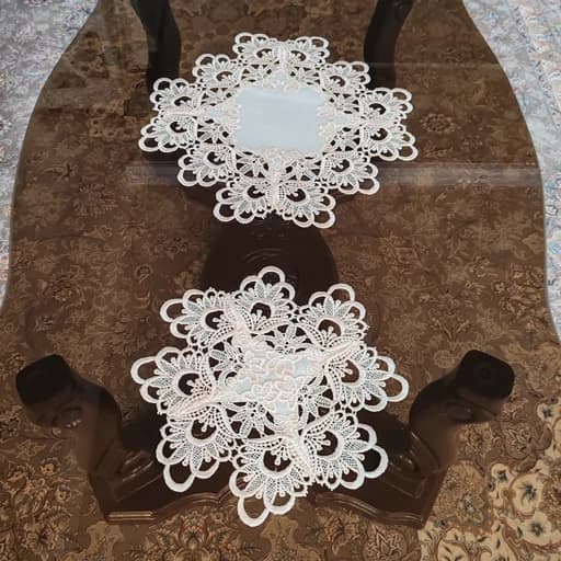 رومیزی مربع دور گیپور ابریشمی سایز 35 و سایز 25 سانت — تصویر ۷