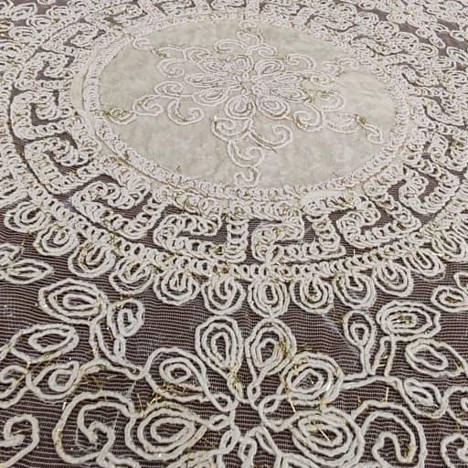 رومیزی گرد دانتل مخمل سه تکه طرح ورساچه ایرانی — تصویر ۷