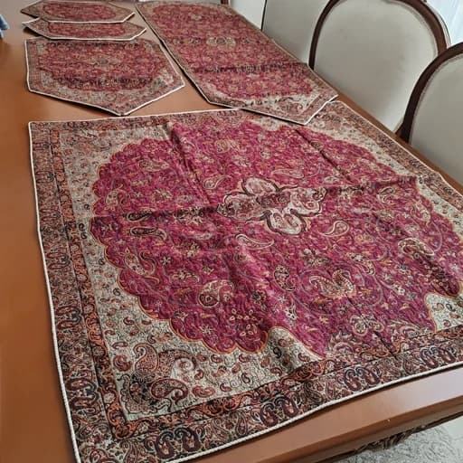 سرویس ترمه اصل یزد رومیزی پنج تکه — تصویر ۴