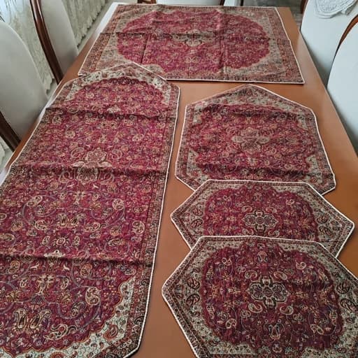 سرویس ترمه اصل یزد رومیزی پنج تکه — تصویر ۵