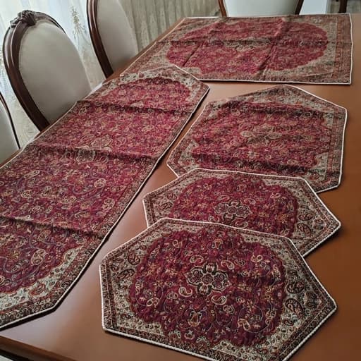 سرویس ترمه اصل یزد رومیزی پنج تکه — تصویر ۳