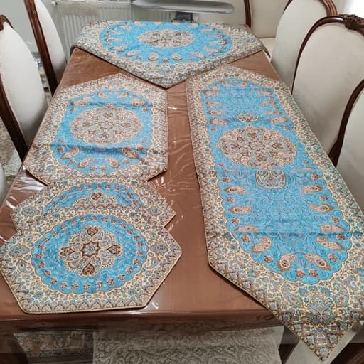 سرویس ترمه اصل یزد رومیزی پنج تکه — تصویر ۸
