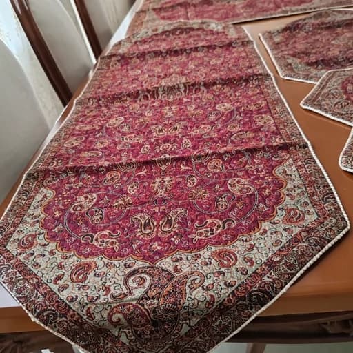 سرویس ترمه اصل یزد رومیزی پنج تکه — تصویر ۲